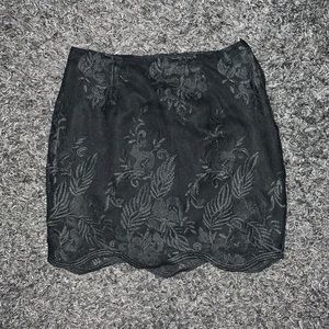 Black floral mini skirt